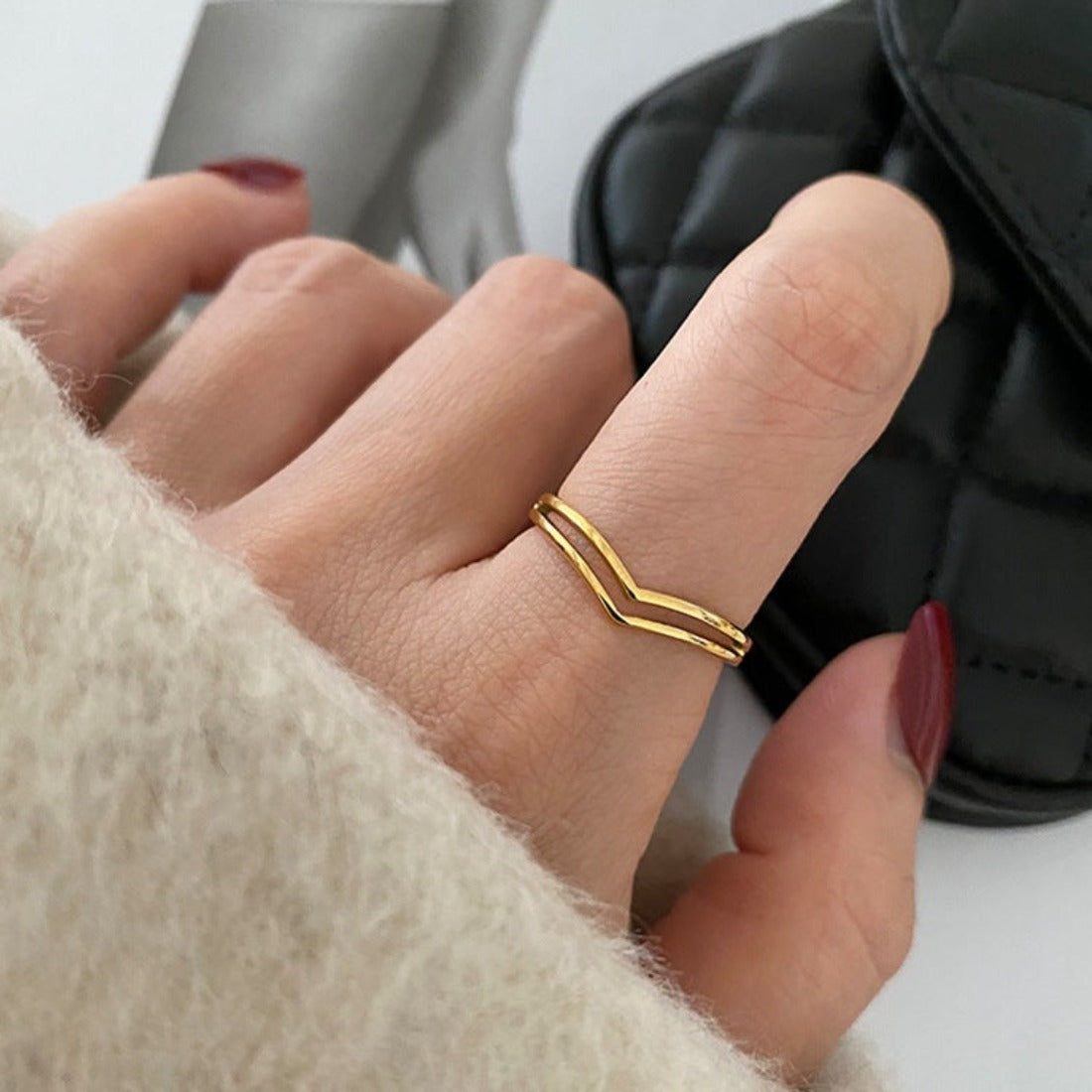 18K Gold double-layer ring
