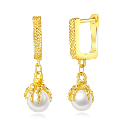 Square Hoop Pearl Stud Gold 18K Gold Plated Mens Nugget Earrings Nugget Jewelry
