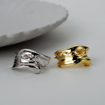 Irregular Texture Nugget Ring Gold-plated Silver For Women nugget earrings