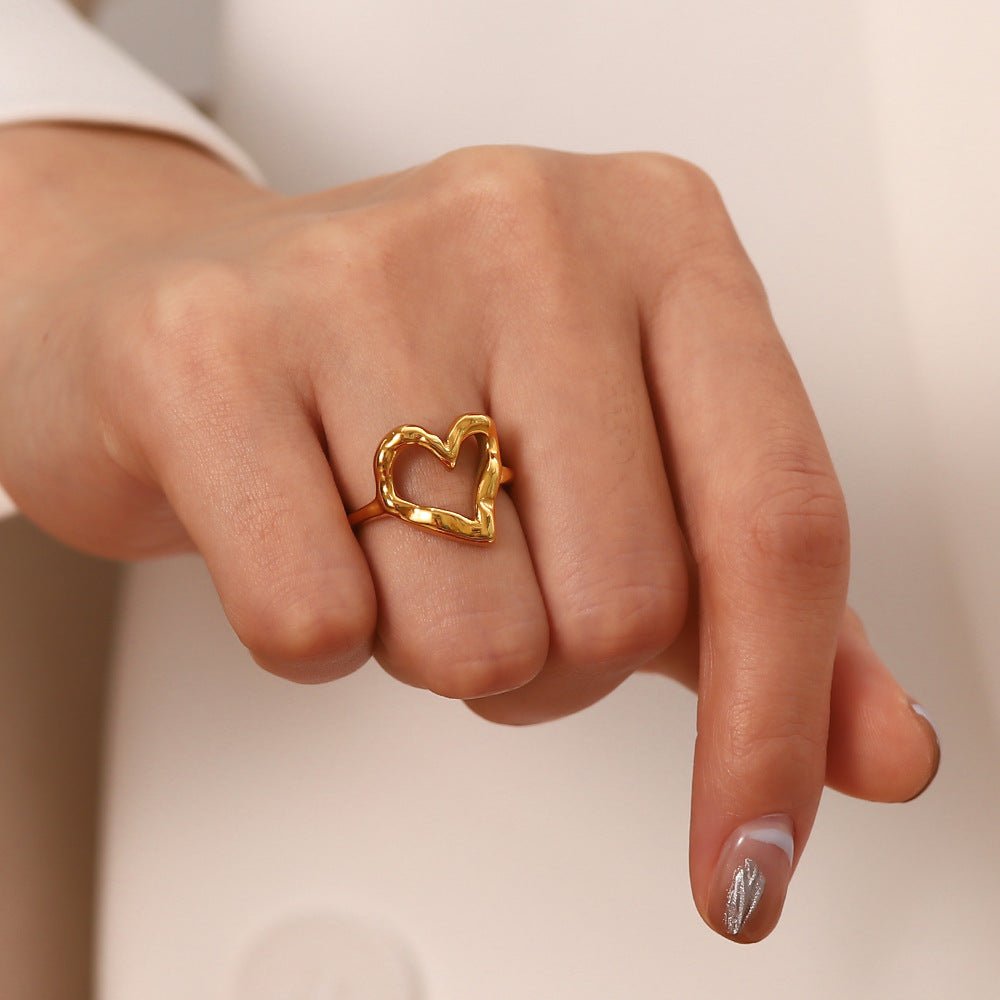 Heart Nugget Cuff Ring Gold-plated|Three Color nugget earrings