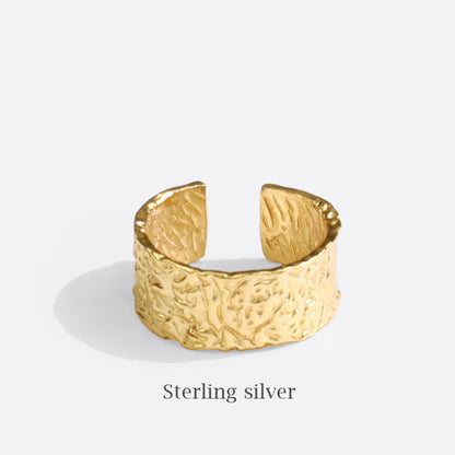 Nugget Gold Arty Texture Brass Cuff Ring nugget earrings